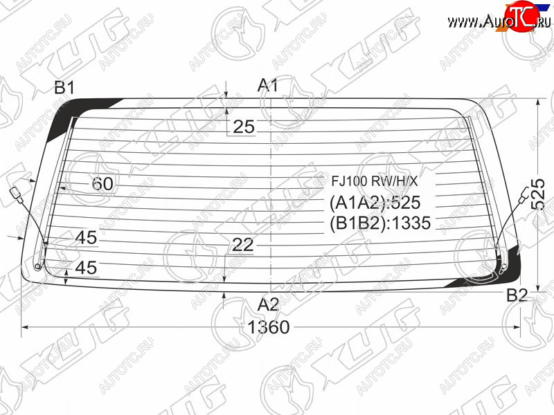 7 199 р. Стекло заднее (Цвет зеленый Обогрев) Toyota Land Cruiser (J100) 98-07  Lexus LX 98-07  Toyota Lan XYG FJ100 RW/H/X  с доставкой в г. Пермь