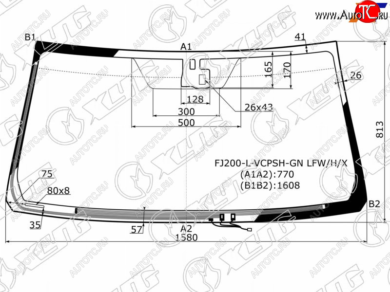 7 599 р. Стекло лобовое (Обогрев щеток Датчик дождя) Toyota Land Cruiser (J200) 07-15  Lexus LX 07-15 XYG FJ200-L-VCPSH-GN LFW/H/X  с доставкой в г. Пермь