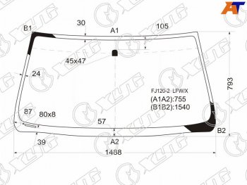 Стекло лобовое Toyota Land Cruiser Prado (J120) 02-09  Lexus GX 02-09 XYG FJ120-2 LFW/X