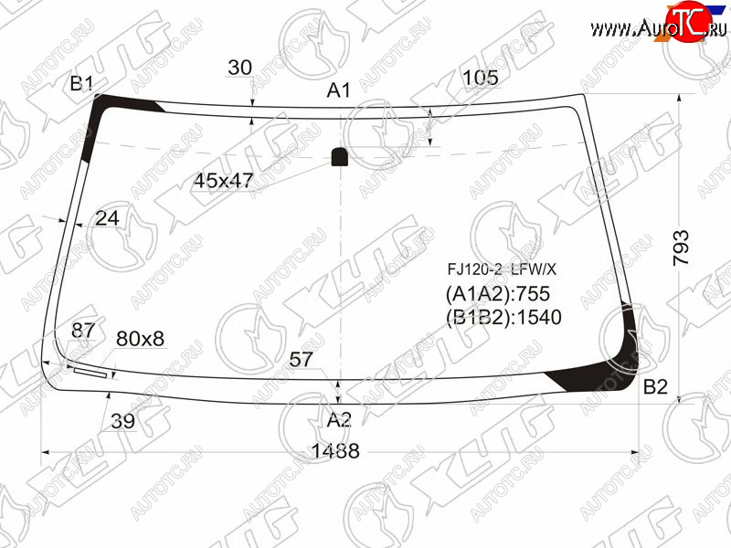 4 899 р. Стекло лобовое Toyota Land Cruiser Prado (J120) 02-09  Lexus GX 02-09 XYG FJ120-2 LFW/X  с доставкой в г. Пермь