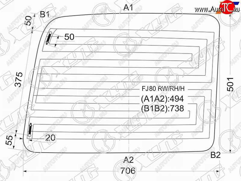 5 599 р. Стекло заднее (Цвет зеленый Обогрев) Toyota Land Cruiser (J80) 89-97 XYG FJ80 RW/RH/H  с доставкой в г. Пермь