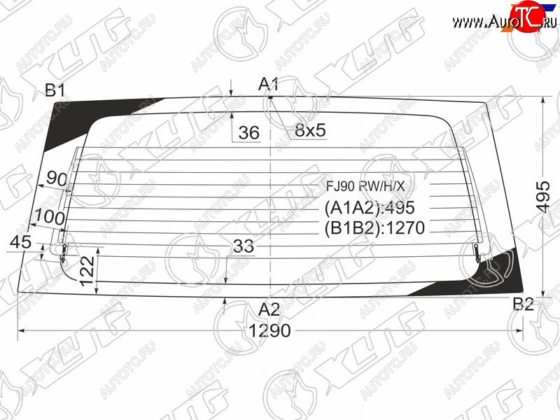 7 999 р. Стекло заднее (Цвет зеленый Обогрев) Toyota Land Cruiser Prado (J90) 96-02 XYG FJ90 RW/H/X  с доставкой в г. Пермь