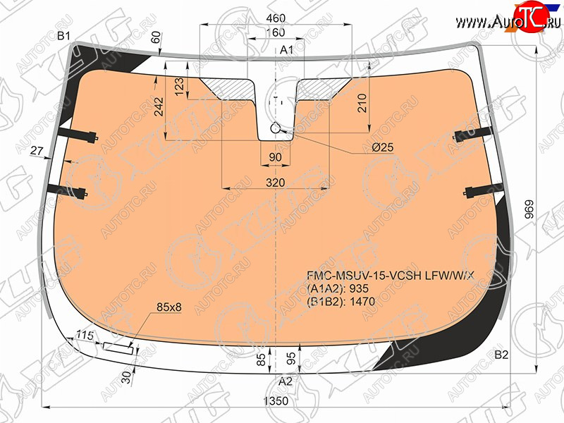 22 699 р. Стекло лобовое (Обогрев полный Датчик дождя Молдинг) Ford EcoSport 14-23 XYG FMC-MSUV-15-VCSH LFW/W/X  с доставкой в г. Пермь