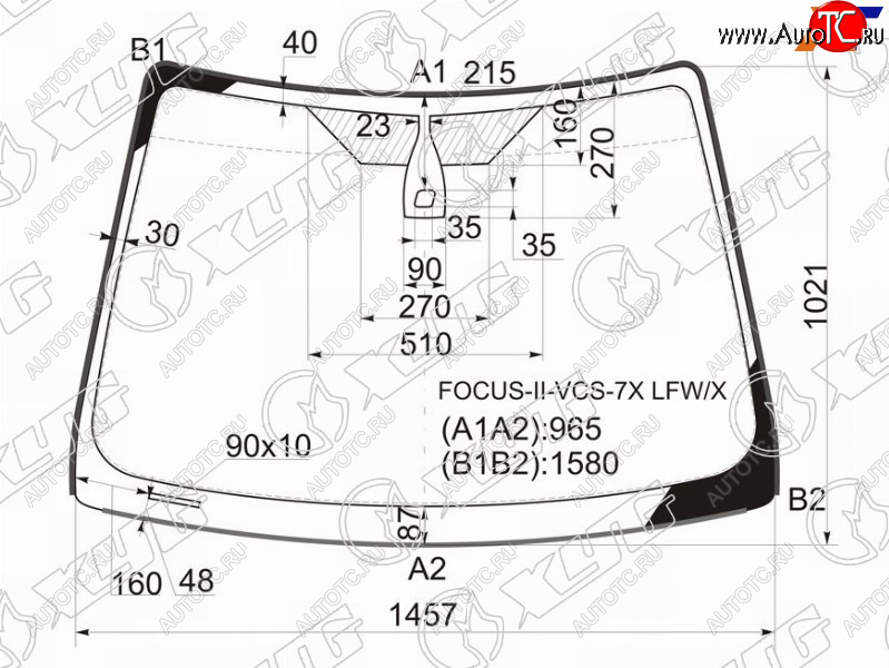 8 249 р. Стекло лобовое (Датчик дождя Молдинг) Ford Focus 04-11  Focus RS 09-11  Focus ST 05-10 XYG FOCUS-II-VCS-7X LFW/X  с доставкой в г. Пермь