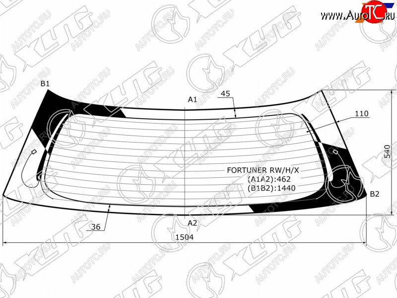 7 849 р. Стекло заднее (Цвет зеленый Обогрев) Toyota Fortuner 04-15 XYG FORTUNER RW/H/X  с доставкой в г. Пермь