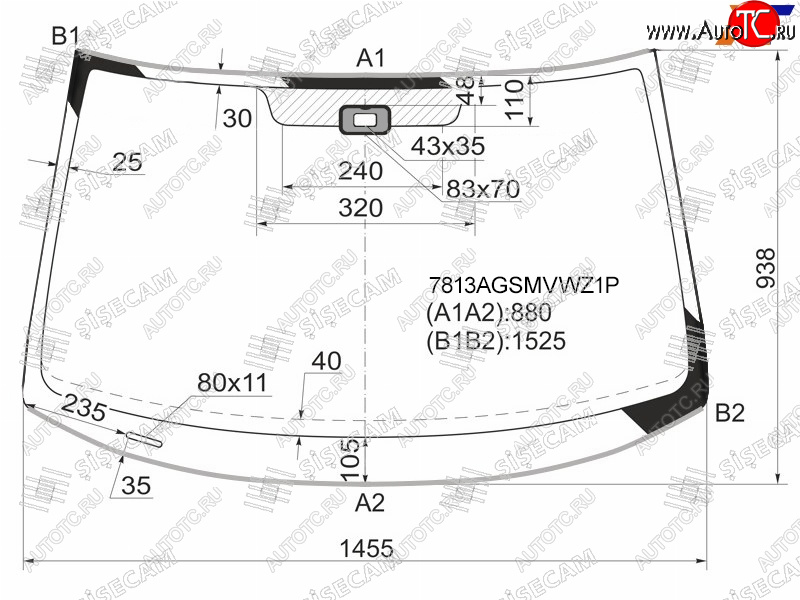8 649 р. Стекло лобовое + дд SKODA YETI 09-15 SISECAM 7813AGSMVWZ1P, 7813agsmvwz1p SISECAM 7813AGSMVWZ1P  с доставкой в г. Пермь
