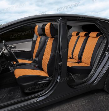 14 249 р. Чехлы сидений (экокожа) Автопилот Ромб  Audi A5  8T (2007-2016) дорестайлинг, купе, рестайлинг, купе (черный/оранж)  с доставкой в г. Пермь. Увеличить фотографию 7