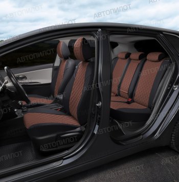 14 249 р. Чехлы сидений (экокожа) Автопилот Ромб  Audi A5  8T (2007-2016) дорестайлинг, купе, рестайлинг, купе (черный/темно-коричневый)  с доставкой в г. Пермь. Увеличить фотографию 7