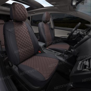14 249 р. Чехлы сидений (экокожа) Автопилот Ромб  Audi A5  8T (2007-2016) дорестайлинг, купе, рестайлинг, купе (черный/шоколад)  с доставкой в г. Пермь. Увеличить фотографию 7