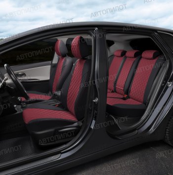 14 249 р. Чехлы сидений (экокожа, 40/60) Автопилот Ромб  Audi A6  C5 (1997-2004) дорестайлинг, универсал, рестайлинг, универсал (черный/бордовый)  с доставкой в г. Пермь. Увеличить фотографию 8