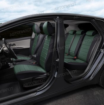 13 849 р. Чехлы сидений (экокожа) Автопилот  Audi A6  C7 (2010-2018) дорестайлинг, седан, рестайлинг, седан (черный/зеленый)  с доставкой в г. Пермь. Увеличить фотографию 6