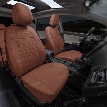 13 649 р. Чехлы сидений (экокожа) Автопилот  Audi A6  C7 (2014-2018) рестайлинг, седан, рестайлинг, универсал (коричневый)  с доставкой в г. Пермь. Увеличить фотографию 7