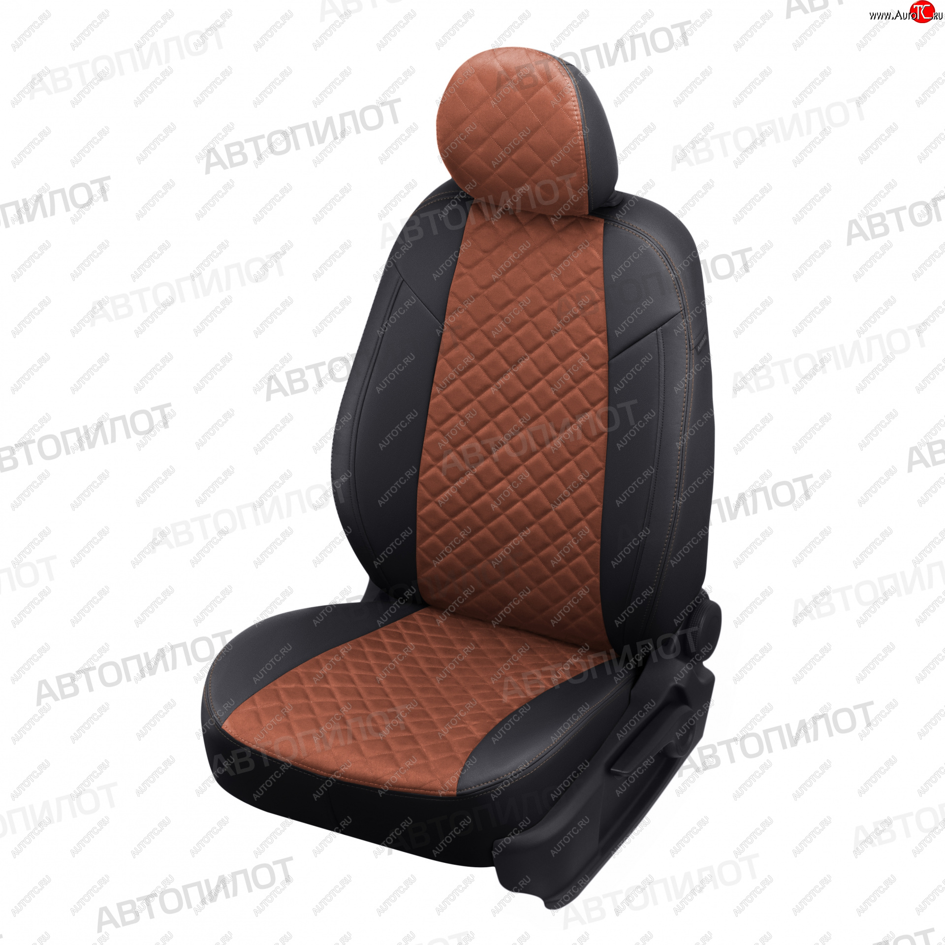 8 499 р. Чехлы сидений (экокожа/алькантара, 40/60) Автопилот Ромб  Audi Q3  8U (2011-2018) дорестайлинг, рестайлинг (черный/коричневый)  с доставкой в г. Пермь