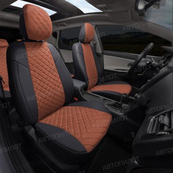 8 499 р. Чехлы сидений (экокожа/алькантара, 40/60) Автопилот Ромб  Audi Q3  8U (2011-2018) дорестайлинг, рестайлинг (черный/коричневый)  с доставкой в г. Пермь. Увеличить фотографию 7
