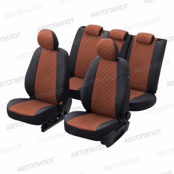 8 499 р. Чехлы сидений (экокожа/алькантара, 40/60) Автопилот Ромб  Audi Q3  8U (2011-2018) дорестайлинг, рестайлинг (черный/коричневый)  с доставкой в г. Пермь. Увеличить фотографию 5