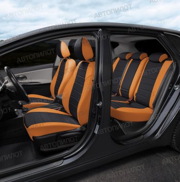 13 649 р. Чехлы сидений (экокожа) Автопилот Audi Q5 8R дорестайлинг (2008-2012) (оранж/черный)  с доставкой в г. Пермь. Увеличить фотографию 7