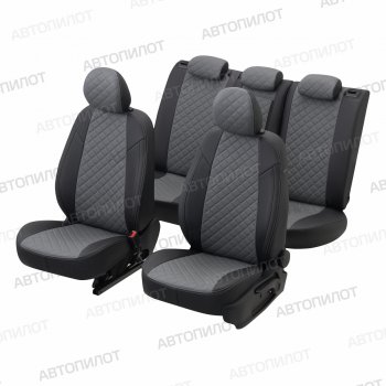 14 249 р. Чехлы сидений (экокожа) Автопилот Ромб  Audi Q5  8R (2008-2017) дорестайлинг, рестайлинг (черный/серый)  с доставкой в г. Пермь. Увеличить фотографию 5