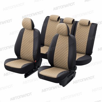 14 249 р. Чехлы сидений (экокожа) Автопилот Ромб  Audi Q5  8R (2008-2017) дорестайлинг, рестайлинг (черный/темно-бежевый)  с доставкой в г. Пермь. Увеличить фотографию 5