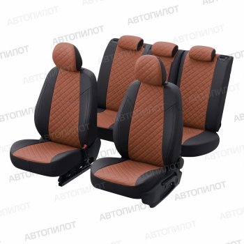 14 249 р. Чехлы сидений (экокожа) Автопилот Ромб  Audi Q5  8R (2008-2017) дорестайлинг, рестайлинг (черный/коричневый)  с доставкой в г. Пермь. Увеличить фотографию 5