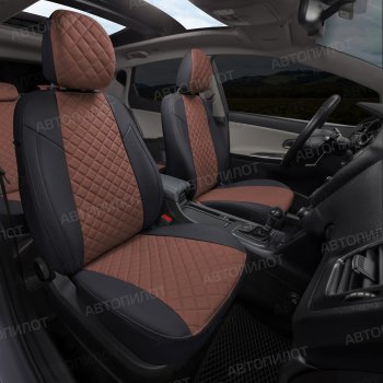 14 249 р. Чехлы сидений (экокожа) Автопилот Ромб  Audi Q5  8R (2008-2017) дорестайлинг, рестайлинг (черный/темно-коричневый)  с доставкой в г. Пермь. Увеличить фотографию 7