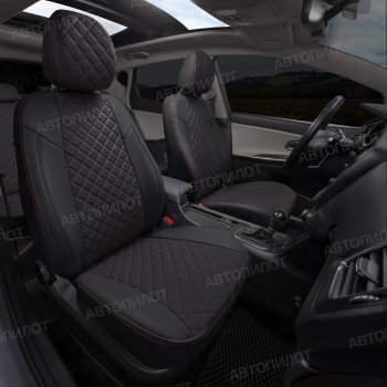 14 249 р. Чехлы сидений (экокожа) Автопилот Ромб  Audi Q5  8R (2008-2017) дорестайлинг, рестайлинг (черный/красная строчка)  с доставкой в г. Пермь. Увеличить фотографию 6
