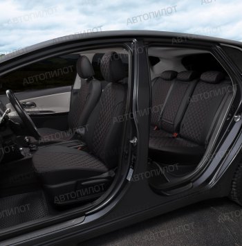 14 249 р. Чехлы сидений (экокожа) Автопилот Ромб  Audi Q5  8R (2008-2017) дорестайлинг, рестайлинг (черный/красная строчка)  с доставкой в г. Пермь. Увеличить фотографию 7