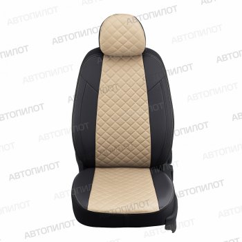 Чехлы сидений (экокожа, S-Line) Автопилот Ромб Audi Q5  8R (2008-2017) дорестайлинг, рестайлинг (черный/бежевый)
