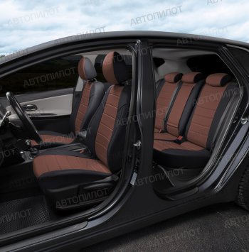 8 249 р. Чехлы сидений (экокожа) Автопилот BMW 1 серия F20 хэтчбэк 5 дв. дорестайлинг (2012-2015) (черный/темно-коричневый)  с доставкой в г. Пермь. Увеличить фотографию 4