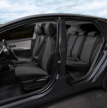 8 499 р. Чехлы сидений (экокожа/алькантара, 40/60) Автопилот Ромб  BMW 3 серия  F30 (2012-2015) седан дорестайлинг (черный/серый)  с доставкой в г. Пермь. Увеличить фотографию 6