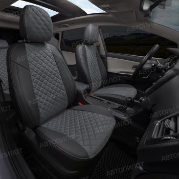 8 499 р. Чехлы сидений (экокожа/алькантара, 40/60) Автопилот Ромб  BMW 3 серия  F30 (2012-2015) седан дорестайлинг (черный/серый)  с доставкой в г. Пермь. Увеличить фотографию 7