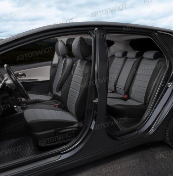 8 249 р. Чехлы сидений (экокожа) Автопилот  BMW X3  E83 (2003-2009) (черный/серый)  с доставкой в г. Пермь. Увеличить фотографию 7
