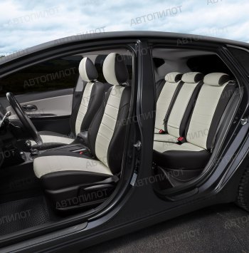 8 249 р. Чехлы сидений (экокожа) Автопилот BMW X3 E83 (2003-2009) (черный/белый)  с доставкой в г. Пермь. Увеличить фотографию 7