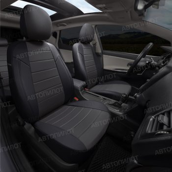 13 649 р. Чехлы сидений (экокожа/алькантара, 40/60) Автопилот  BMW 5 серия  E60 (2003-2010) седан дорестайлинг, седан рестайлинг (черный/темно-серый)  с доставкой в г. Пермь. Увеличить фотографию 6