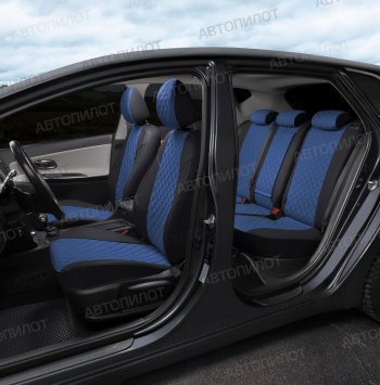 14 249 р. Чехлы сидений (экокожа) Автопилот Ромб  Chery Bonus  (A13) (2011-2016) лифтбэк (черный/синий)  с доставкой в г. Пермь. Увеличить фотографию 6