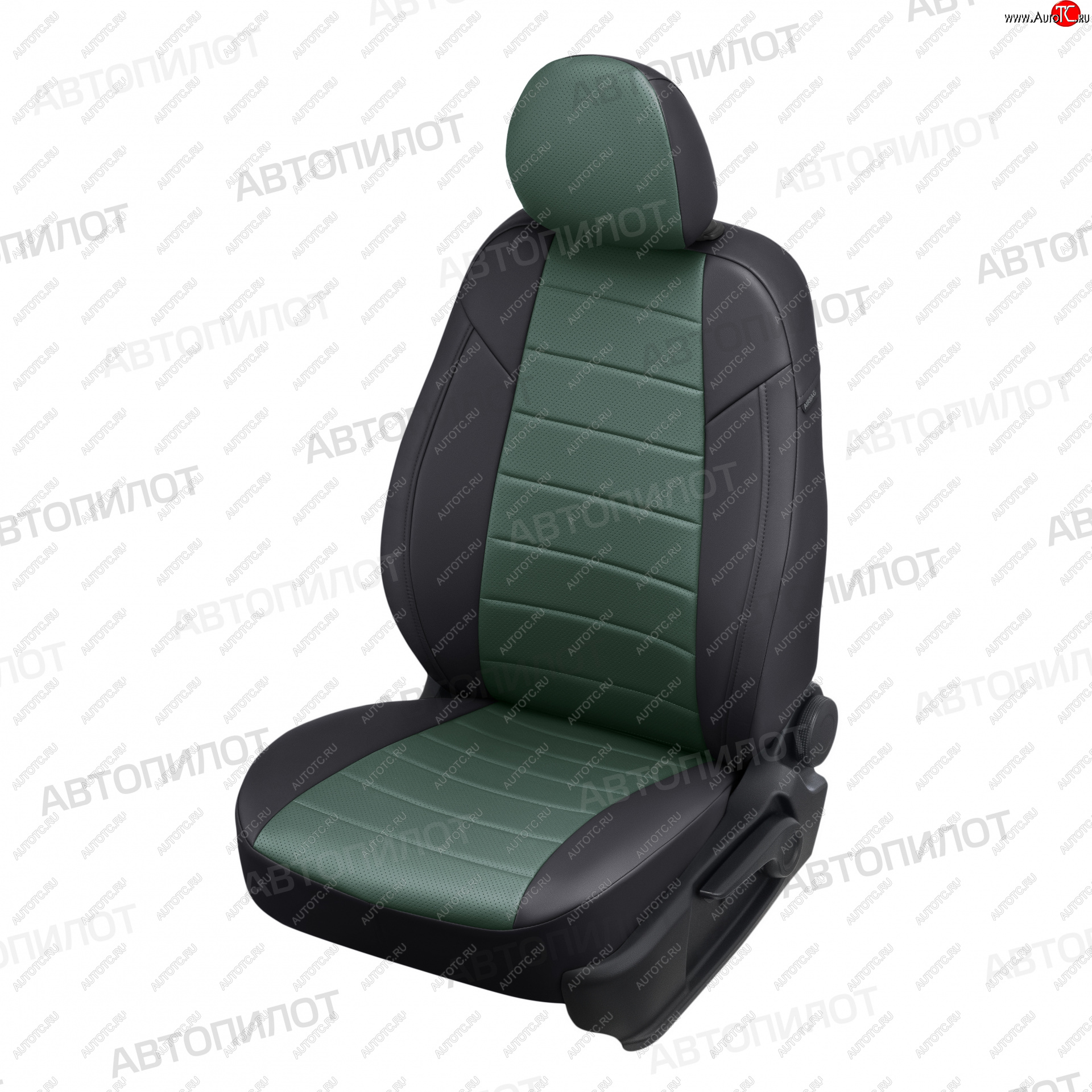 13 649 р. Чехлы сидений (экокожа) Автопилот  CITROEN C4  B7 (2011-2018) хэтчбэк 5 дв. (черный/зеленый)  с доставкой в г. Пермь