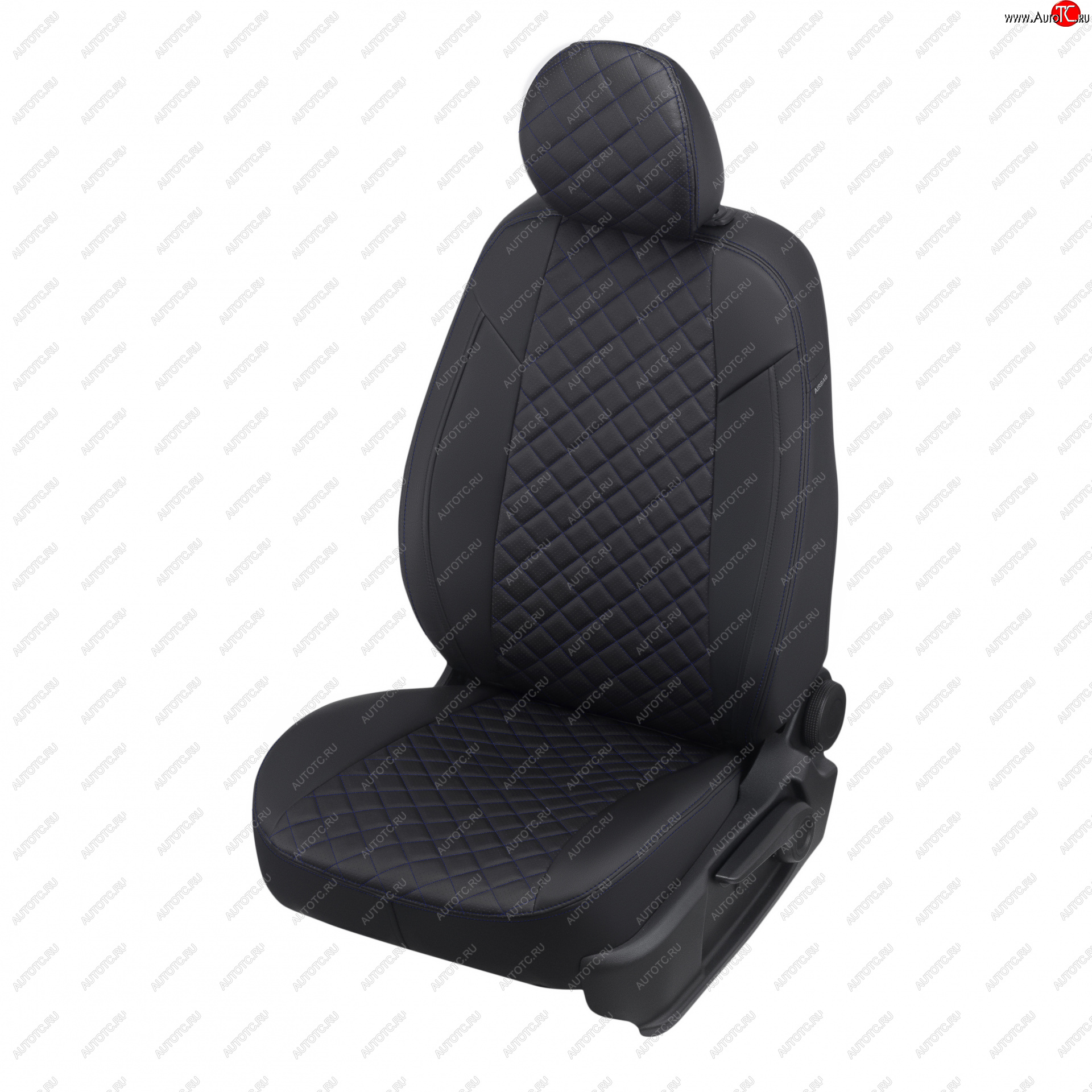 14 249 р. Чехлы сидений (экокожа) Автопилот Ромб  Daewoo Matiz ( M100,  M150,  M200,  M250,  M300) (1998-2016) дорестайлинг, рестайлинг (черный/синяя строчка)  с доставкой в г. Пермь