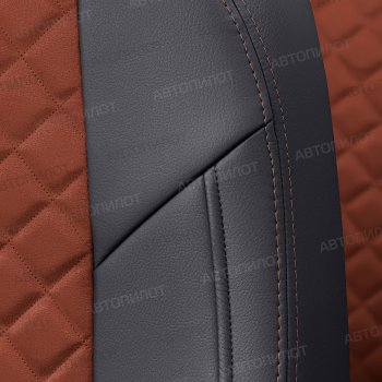 10 249 р. Чехлы сидений (экокожа/алькантара, горбы) Автопилот Ромб Daewoo Nexia дорестайлинг (1995-2008) (черный/темно-коричневый)  с доставкой в г. Пермь. Увеличить фотографию 5