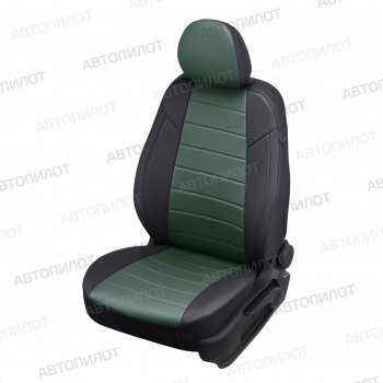 Чехлы сидений (экокожа, сплош.) Автопилот Fiat Albea  170 (2002-2012) седан (черный/зеленый)