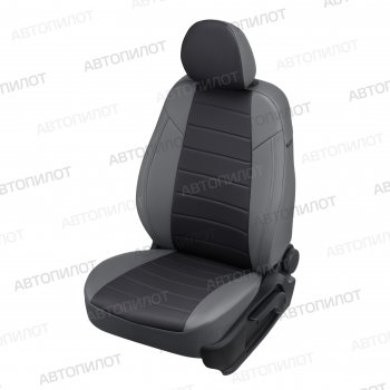 Чехлы сидений (экокожа, сплош.) Автопилот Fiat Albea  170 (2002-2012) седан (серый/черный)