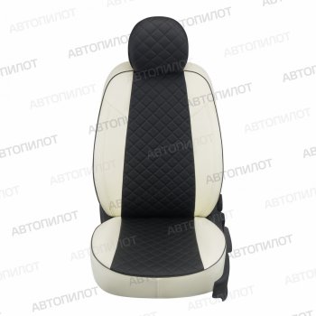 Чехлы сидений (экокожа, Comfort-40/60, Г-подг.) Автопилот Ромб Fiat Albea  170 (2002-2012) седан (белый/черный)