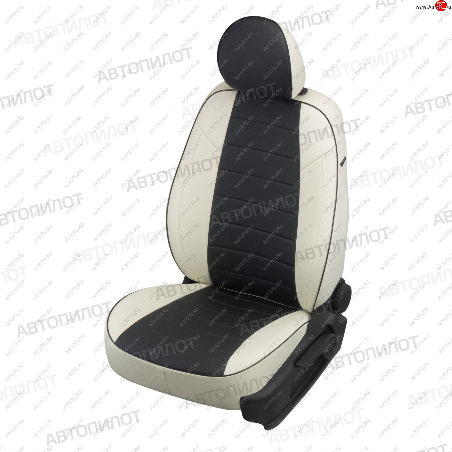 8 249 р. Чехлы сидений (Comfort, экокожа) Автопилот Ford Focus 2  седан дорестайлинг (2004-2008) (белый/черный)  с доставкой в г. Пермь