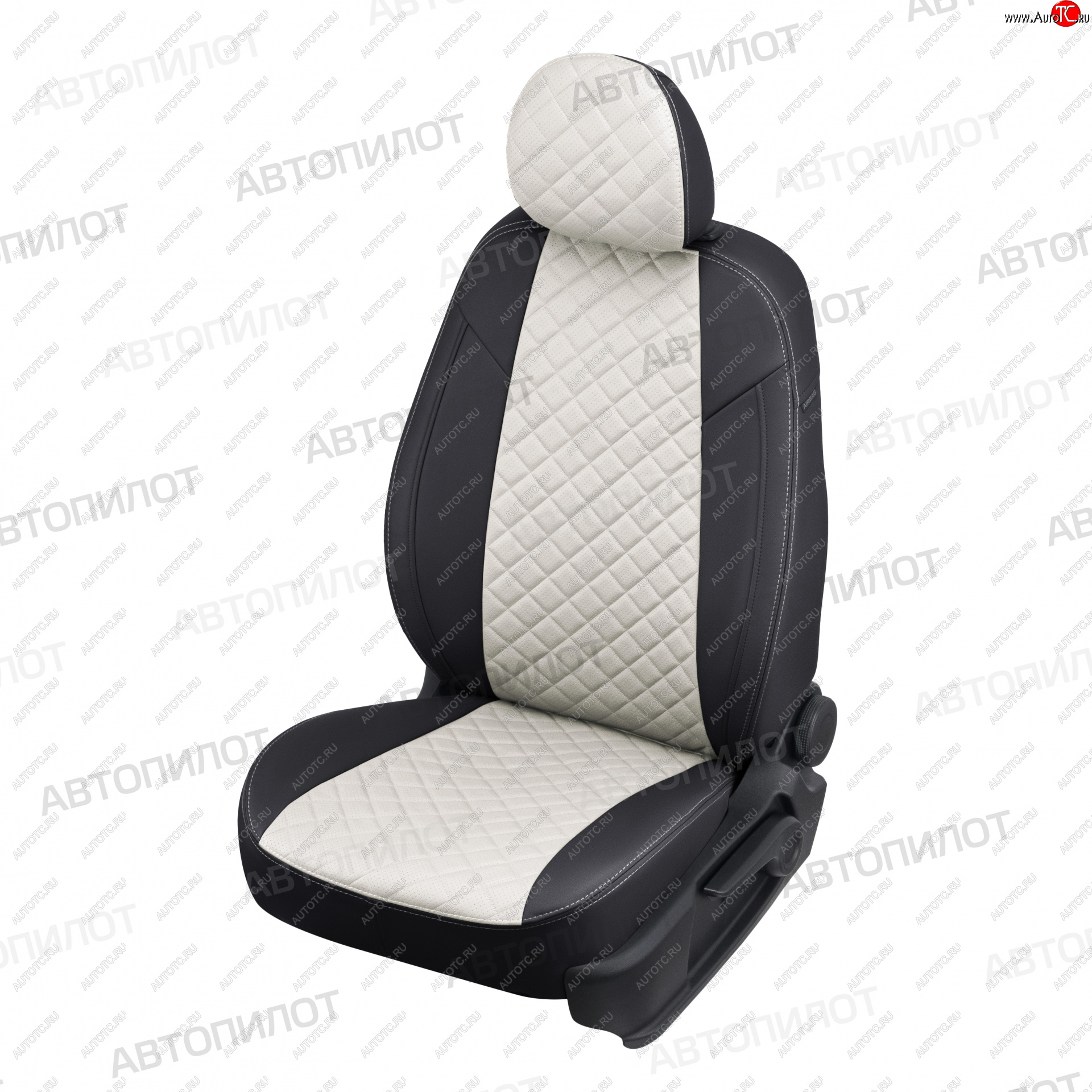 14 249 р. Чехлы сидений (экокожа) Автопилот Ромб  Ford Ka  1 (1996-2008) (черный/белый)  с доставкой в г. Пермь