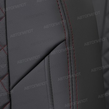 14 249 р. Чехлы сидений (экокожа) Автопилот Ромб  Ford S-Max  CJ (2014-2019) (черный/красная строчка)  с доставкой в г. Пермь. Увеличить фотографию 4