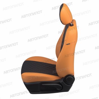 14 249 р. Чехлы сидений (экокожа) Автопилот Ромб  Ford S-Max  CJ (2014-2019) (оранж/черный)  с доставкой в г. Пермь. Увеличить фотографию 4