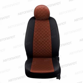 6 199 р. Чехлы на сиденья Алькантара ромб (2 места экокожа) Автопилот Ford Tourneo (2003-2013) (черный/темно-коричневый)  с доставкой в г. Пермь. Увеличить фотографию 3