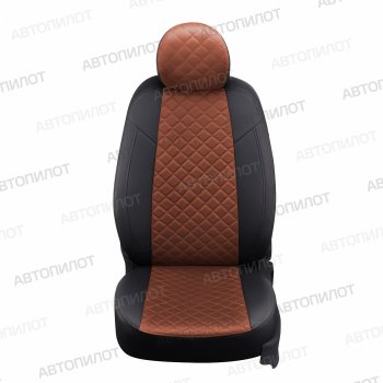 Чехлы сидений (экокожа/алькантара, Comfort) Автопилот Ромб Haval H9 (2019-2021) 2-ой рестайлинг (черный/коричневый)