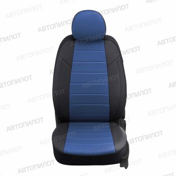 Чехлы сидений (экокожа, сплош.) Автопилот Honda Civic  ES (2000-2006) седан дорестайлинг, седан рестайлинг (черный/синий)