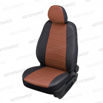 Чехлы сидений (экокожа, сплош.) Автопилот Honda Civic  ES (2000-2006) седан дорестайлинг, седан рестайлинг (черный/коричневый)