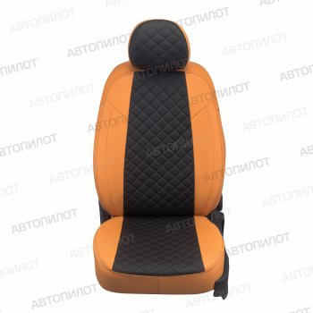 Чехлы сидений (экокожа, сплош.) Автопилот Ромб Honda Civic  ES (2000-2006) седан дорестайлинг, седан рестайлинг (оранж/черный)