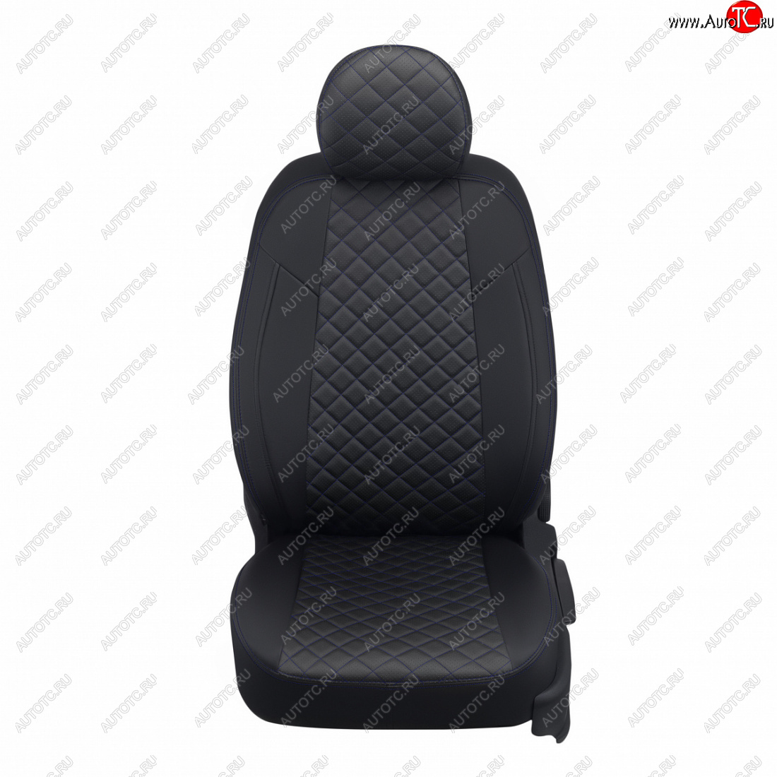 14 249 р. Чехлы сидений (экокожа) Автопилот Ромб  Honda Civic  FK,FN (2005-2011) хэтчбэк 5 дв. дорестайлинг, хэтчбэк 5 дв. рестайлинг (черный/синяя строчка)  с доставкой в г. Пермь
